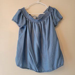 Old Navy, Chambray Off Shoulder Top, Size L
